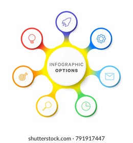 simple seven options design layout infographic template. process diagram for brochure, banner, annual report