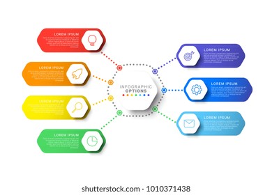 simple seven steps design layout infographic template with hexagonal elements. business process diagram for brochure, banner, annual report and presentation