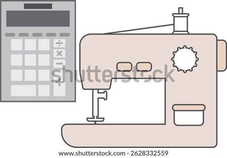 Simple sewing machine and calculator icon material