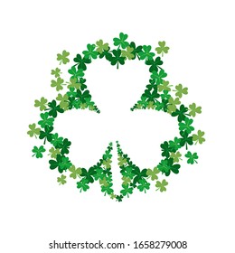 simple shamrock frame made of green small shamrocks leaf vector illustration best for saint Patrick day