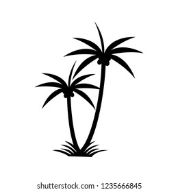 Simple shape coconut tree on white background