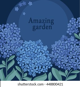 simple shape decorative hydrangea header template. vector illustration