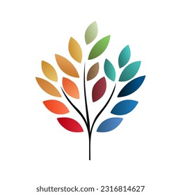 Simple shape of dimmed saturated multicolor filled one simple vector of dim clone leaf, white background. leaf icon vector, tree decoration.