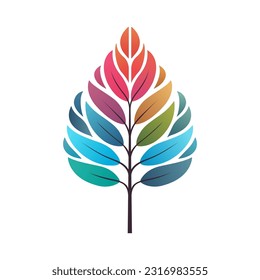 Simple shape of dimmed saturated multicolor filled one simple vector of dim clone leaf, white background. leaf icon vector.