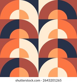 Simple shape element seamless pattern in retro colors. Bauhaus style. Vector pattern. Background
