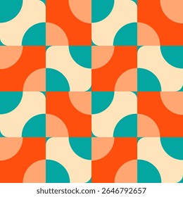 Simple shape element seamless pattern in retro colors. Vector pattern. Background. Waves