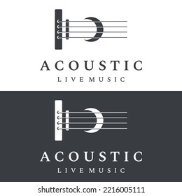 Simple shape guitar musical instrument logo, music, band, live music, and acoustic, nightclub.