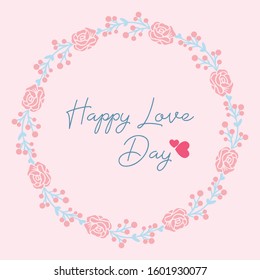 Simple Shape of leaf and flower frame, for seamless happy love day invitation card design. Vector