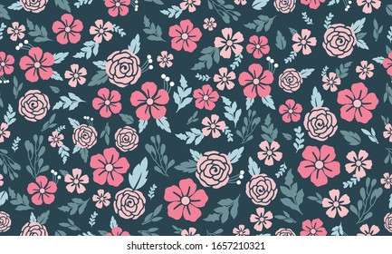 Simple shape of leaf and flower for spring, with leaf and floral pattern background design.