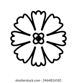 Simple shape mandala flowers, abstract floral elements, meditative flower motif. Flower sign and symbol.