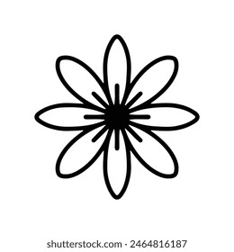 Simple shape mandala flowers, abstract floral elements, meditative flower motif. Flower sign and symbol.