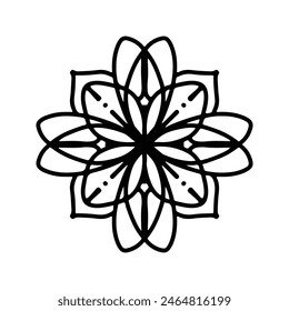 Simple shape mandala flowers, abstract floral elements, meditative flower motif. Flower sign and symbol.