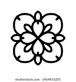 Simple shape mandala flowers, abstract floral elements, meditative flower motif. Flower sign and symbol.