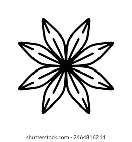 Simple shape mandala flowers, abstract floral elements, meditative flower motif. Flower sign and symbol.