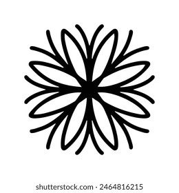 Flores de mandala de forma simple, Elementos florales abstractos, motivos florales meditativos. Signo y símbolo de la flor.