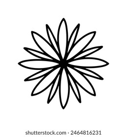 Simple shape mandala flowers, abstract floral elements, meditative flower motif. Flower sign and symbol.