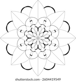 Simple shape mandala flowers, abstract floral elements, meditative flower motif