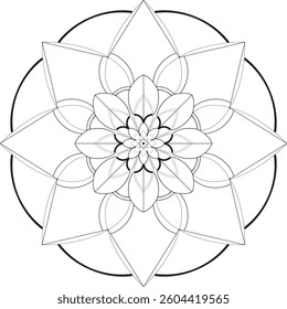 Simple shape mandala flowers, abstract floral elements, meditative flower motif