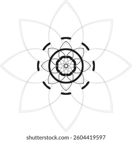 Simple shape mandala flowers, abstract floral elements, meditative flower motif