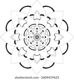 Simple shape mandala flowers, abstract floral elements, meditative flower motif