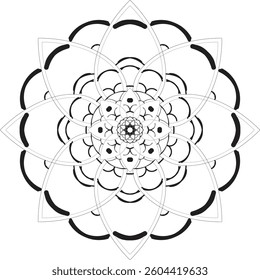 Simple shape mandala flowers, abstract floral elements, meditative flower motif