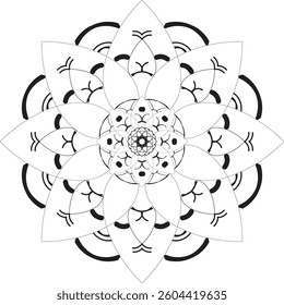 Simple shape mandala flowers, abstract floral elements, meditative flower motif