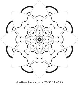 Simple shape mandala flowers, abstract floral elements, meditative flower motif