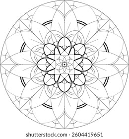 Simple shape mandala flowers, abstract floral elements, meditative flower motif