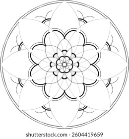 Simple shape mandala flowers, abstract floral elements, meditative flower motif