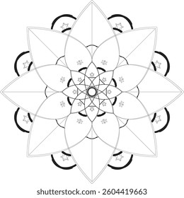 Simple shape mandala flowers, abstract floral elements, meditative flower motif