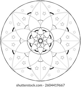 Simple shape mandala flowers, abstract floral elements, meditative flower motif
