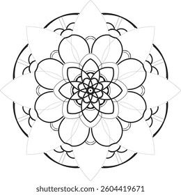 Simple shape mandala flowers, abstract floral elements, meditative flower motif
