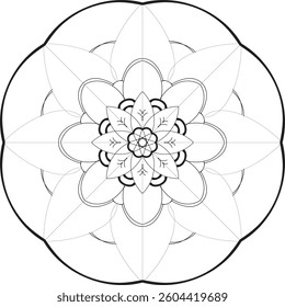 Simple shape mandala flowers, abstract floral elements, meditative flower motif