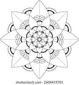Simple shape mandala flowers, abstract floral elements, meditative flower motif