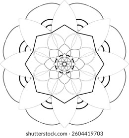 Simple shape mandala flowers, abstract floral elements, meditative flower motif