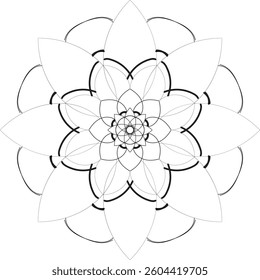 Simple shape mandala flowers, abstract floral elements, meditative flower motif