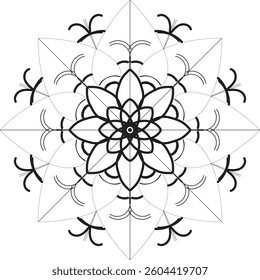 Simple shape mandala flowers, abstract floral elements, meditative flower motif