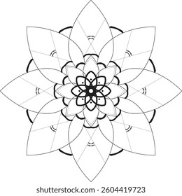 Simple shape mandala flowers, abstract floral elements, meditative flower motif
