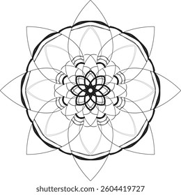 Simple shape mandala flowers, abstract floral elements, meditative flower motif