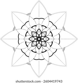 Simple shape mandala flowers, abstract floral elements, meditative flower motif