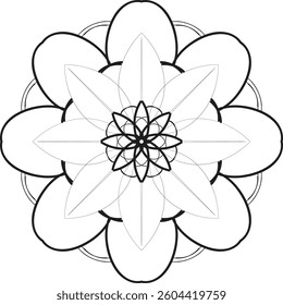 Simple shape mandala flowers, abstract floral elements, meditative flower motif