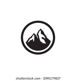 simple shape mountain black white circle logo symbol icon vector graphic design illustration idea creative