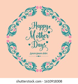 Simple shape pattern of leaf and flower frame, for happy mother day greeting card design. Vector