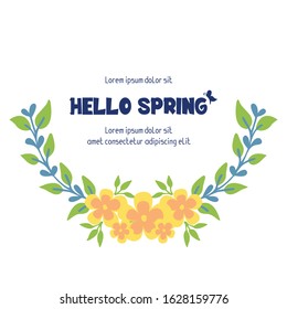 Simple shape pattern of leaf and flower frame, for hello spring greeting card template design. Vector