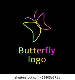 Forma simple de una mariposa o holograma de color arcoiris