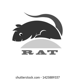 Simple shape of rat, icon or logo for web, mouse design with text on white background. vector illustration.