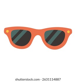 Simple shape sunglasses. Red sunglasses summer accessory concepts. Flat vector design isolated illustration.