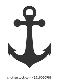 Einfache Form eines Vintage-Ankers einzeln auf weißem Hintergrund. Silhouette des Ankersees. Vektorgrafik