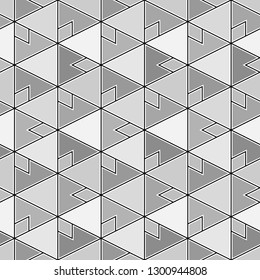 Simple shapes backdrop. Seamless ornament. Triangles, rhombuses, polygons pattern. Geometric background. Digital paper, abstract.Geometrical figures wallpaper
