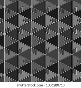 Simple shapes backdrop. Seamless ornament. Triangles, rhombuses, polygons pattern. Geometric background. Digital paper, abstract.Geometrical figures wallpaper.
